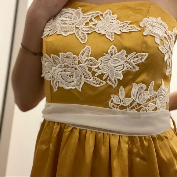 SOLD-Mustard long prom dress - Picture 6 of 6